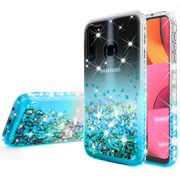 clear liquid phone case for samsung galaxy a21 - teal - www.coverlabusa.com