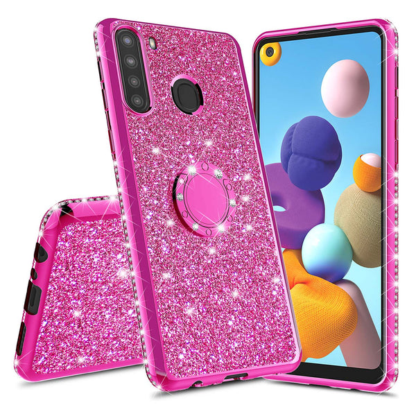 samsung galaxy a21 glitter bling fashion case - hot pink - www.coverlabusa.com
