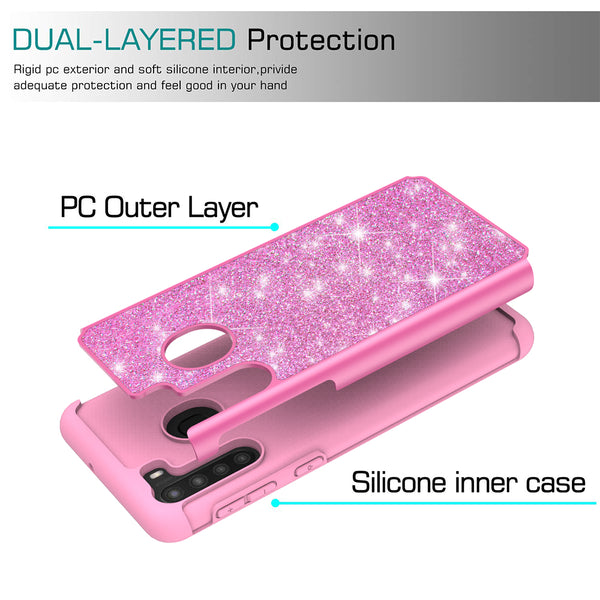 samsung galaxy a21 glitter hybrid case - hot pink - www.coverlabusa.com