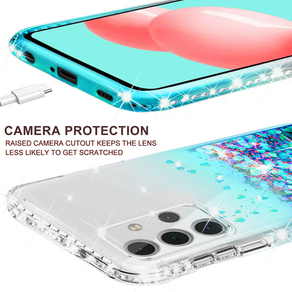 clear liquid phone case for samsung galaxy a32 5g - teal - www.coverlabusa.com