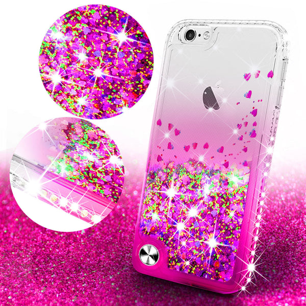 clear liquid phone case for apple ipod touch 6/ipod touch 5 - hot pink - www.coverlabusa.com