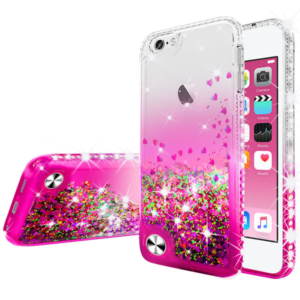 clear liquid phone case for apple ipod touch 6/ipod touch 5 - hot pink - www.coverlabusa.com