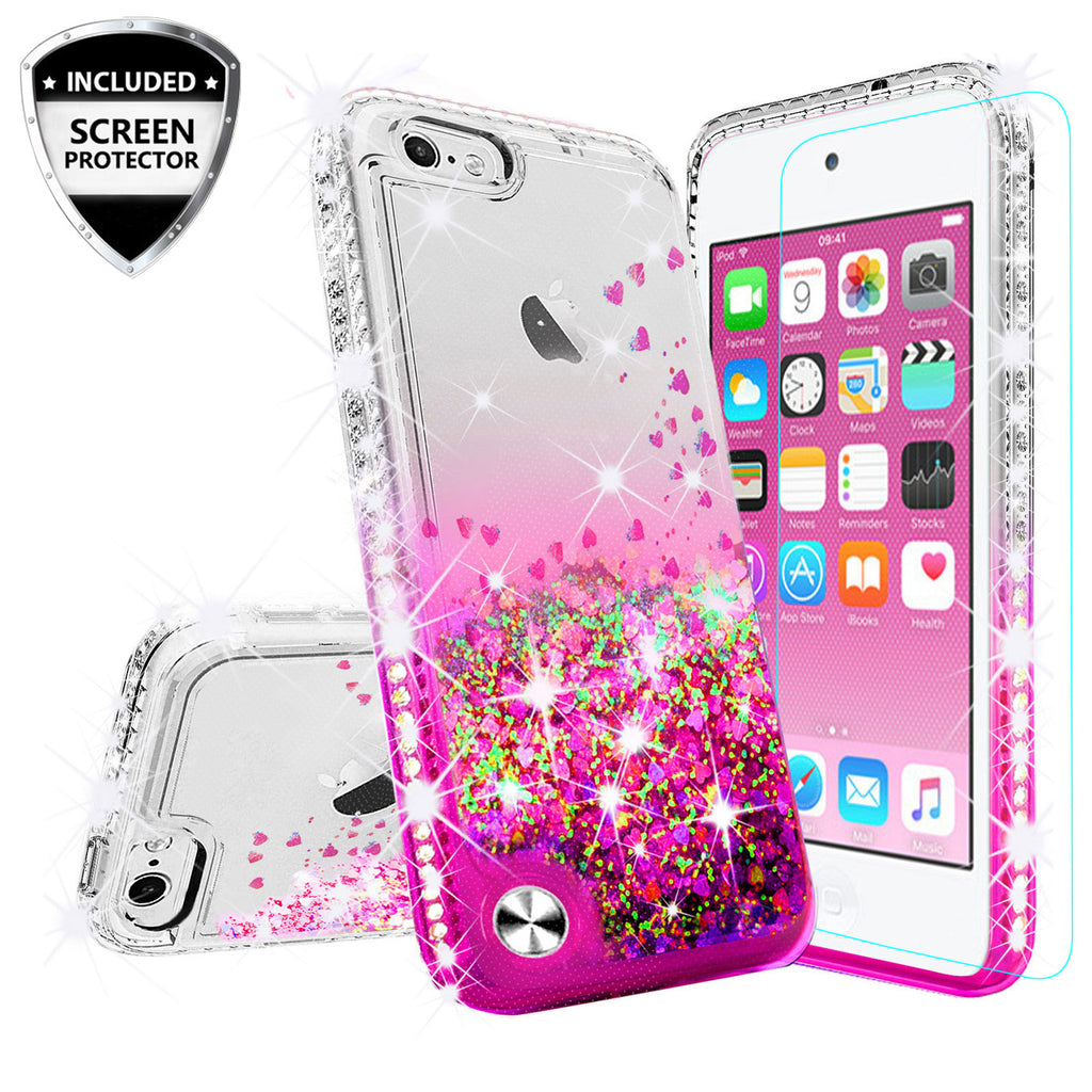 clear liquid phone case for apple ipod touch 6/ipod touch 5 - hot pink - www.coverlabusa.com