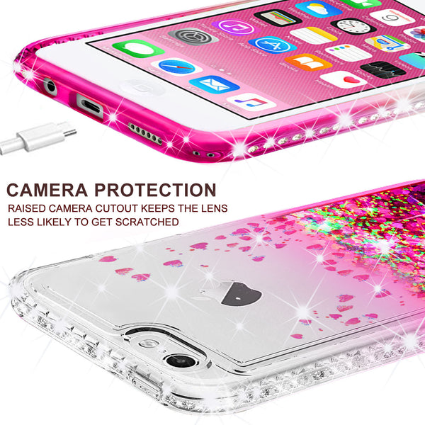 clear liquid phone case for apple ipod touch 6/ipod touch 5 - hot pink - www.coverlabusa.com