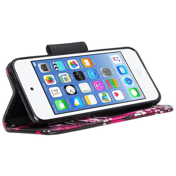 iPod Touch 5 / Ipod Touch 6 Wallet Case, - hot pink hearts www.coverlabusa.com