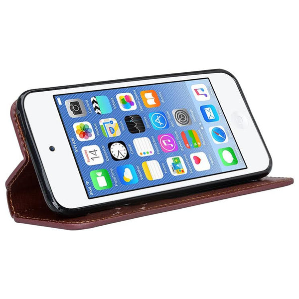 iPod Touch 5 / Ipod Touch 6 Wallet Case, Pu Leather Case Credit Card Slots - Brown www.coverlabusa.com