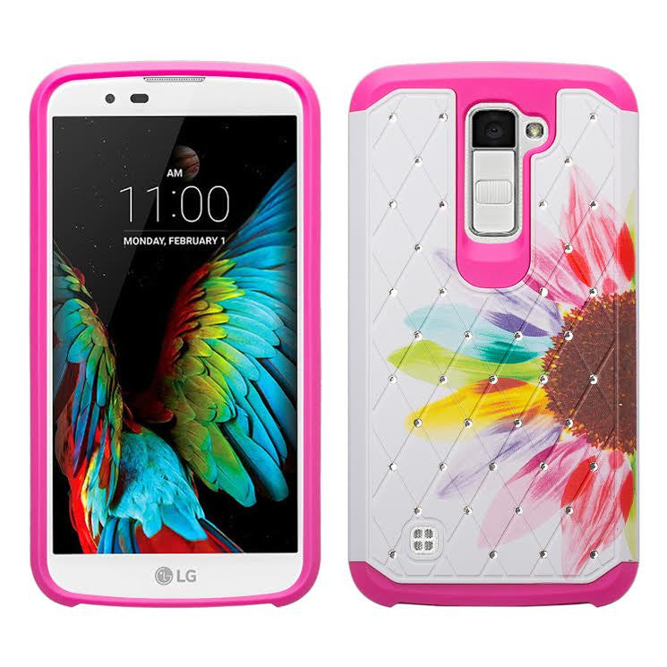 LG K10 / LG Premier LTE Case, Diamond Protective Hybrid cover, Sun Flower www.coverlabusa.com