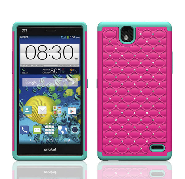 ZTE Grand X Max Rhinestone Case - hot pink/teal - www.coverlabusa.com