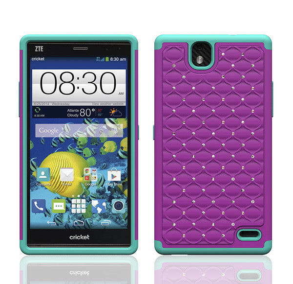ZTE Grand X Max Rhinestone Case - Purple/Teal - www.coverlabusa.com