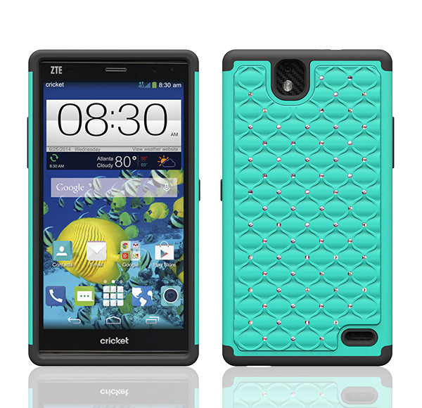 ZTE Grand X Max Rhinestone Case - Teal/Black - www.coverlabusa.com