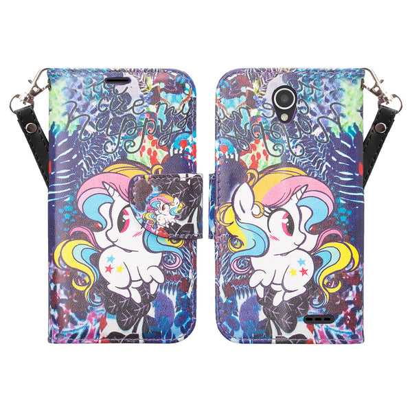 zte tempo case, wallet - rainbow unicorn - www.coverlabusa.com