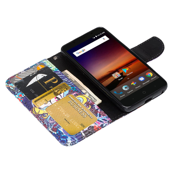 zte tempo case, wallet - rainbow unicorn - www.coverlabusa.com