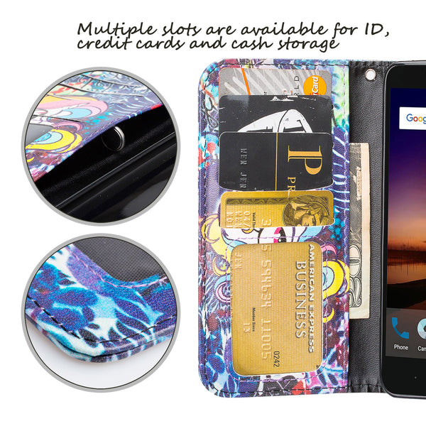 zte tempo case, wallet - rainbow unicorn - www.coverlabusa.com