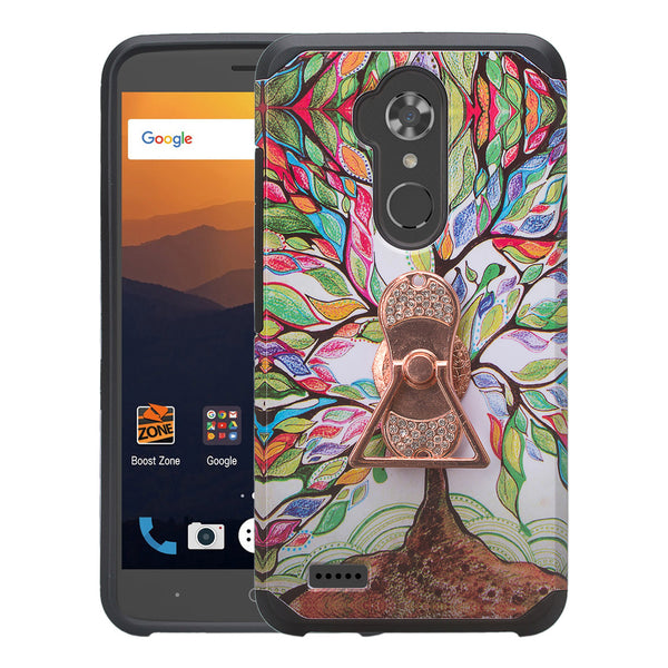 ZTE Max XL Case, ZTE Blade Max 3 Case, ZTE Zmax Pro 2 Hybrid Defender Protective Case Cover w/ Fidget Spinner - (Vibrant Tree)- www.coverlabusa.com