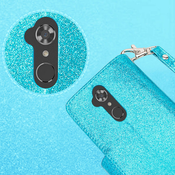 ZTE Max XL/ZTE Blade Max 3 Case/ZTE Zmax Pro 2 Glitter Wallet Case - Teal - www.coverlabusa.com