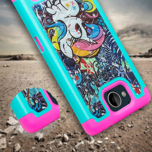 zte tempo case crystal rhinestone - rainbow unicorn - www.coverlabusa.com