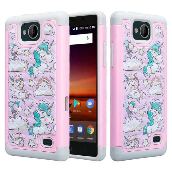 zte tempo case crystal rhinestone - pink unicorn - www.coverlabusa.com