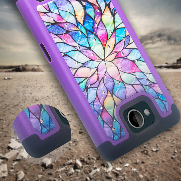 zte tempo case crystal rhinestone - rainbow flower - www.coverlabusa.com