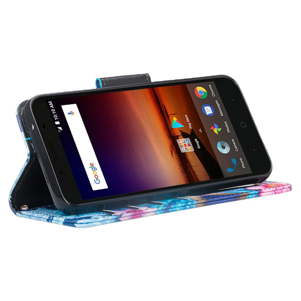 ZTE Tempo X Wallet Case - Blue Butterfly - www.coverlabusa.com