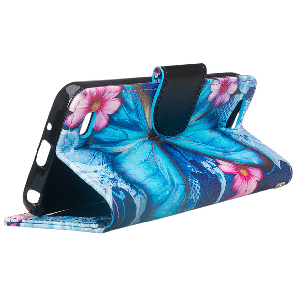 ZTE Tempo X Wallet Case - Blue Butterfly - www.coverlabusa.com