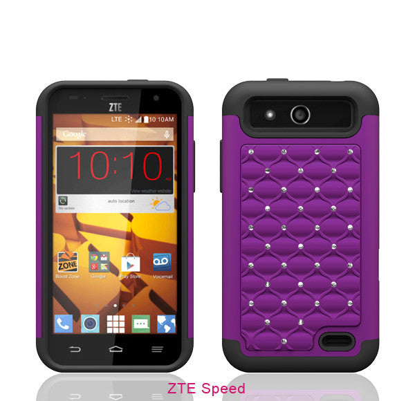 ZTE Speed Rhinestone Case - purple/black - www.coverlabusa.com