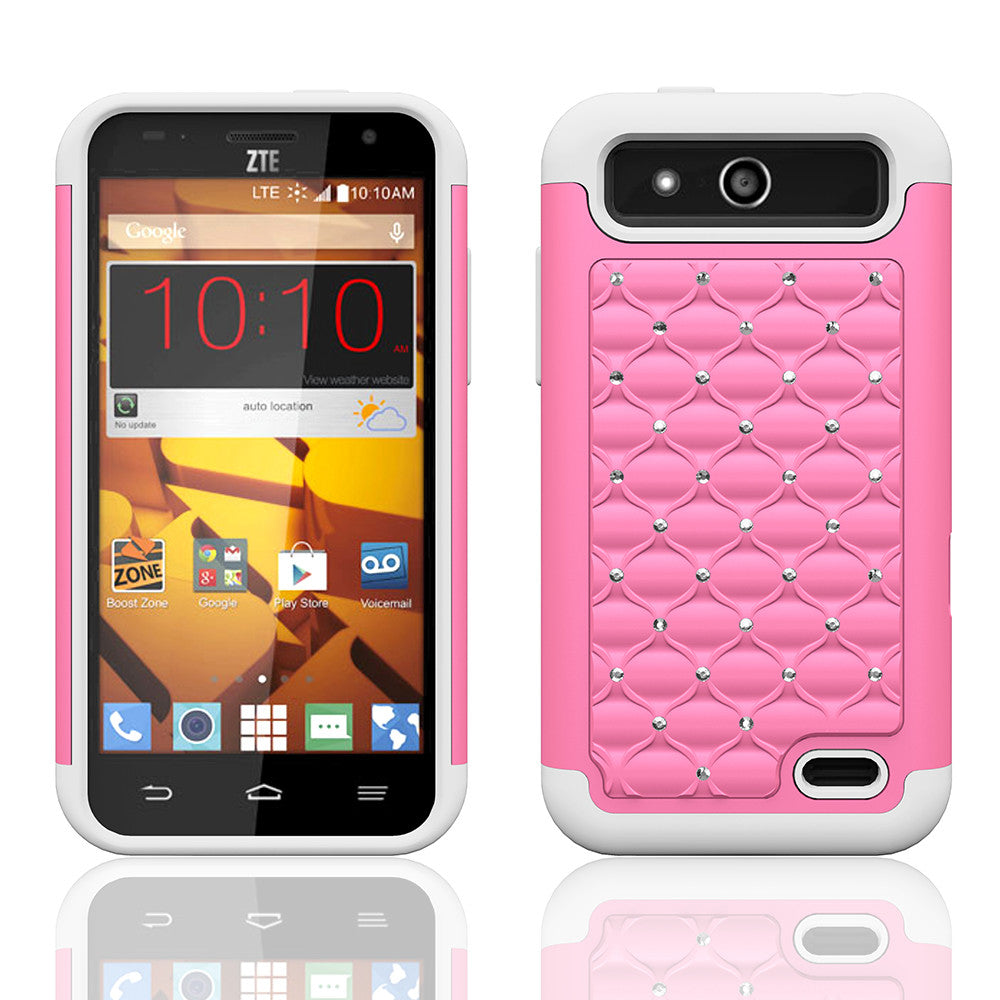 ZTE Speed Rhinestone Case - pink/white - www.coverlabusa.com