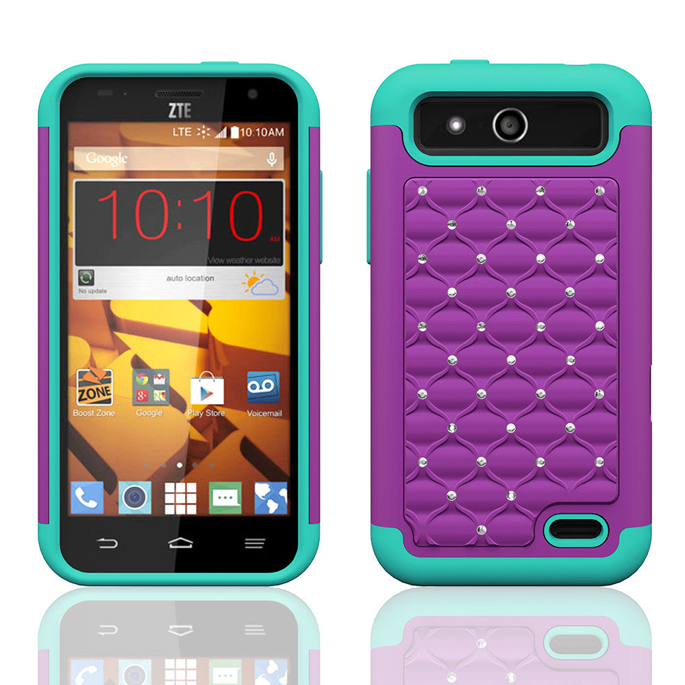 ZTE Speed Rhinestone Case - purple/teal - www.coverlabusa.com