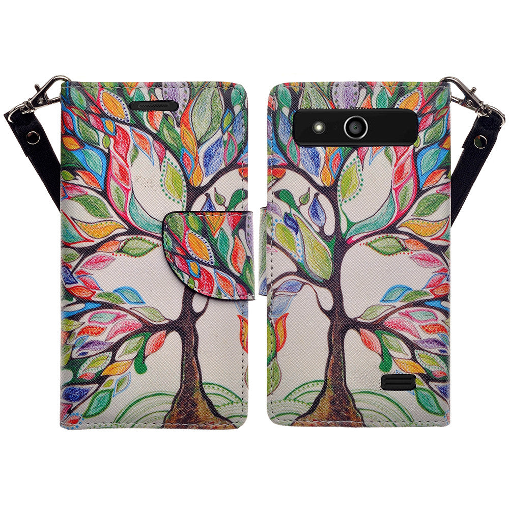 ZTE Speed leather wallet case - colorful tree - www.coverlabusa.com