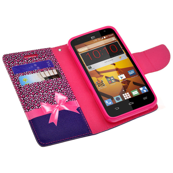 ZTE Speed leather wallet case - cheetah prints - www.coverlabusa.com
