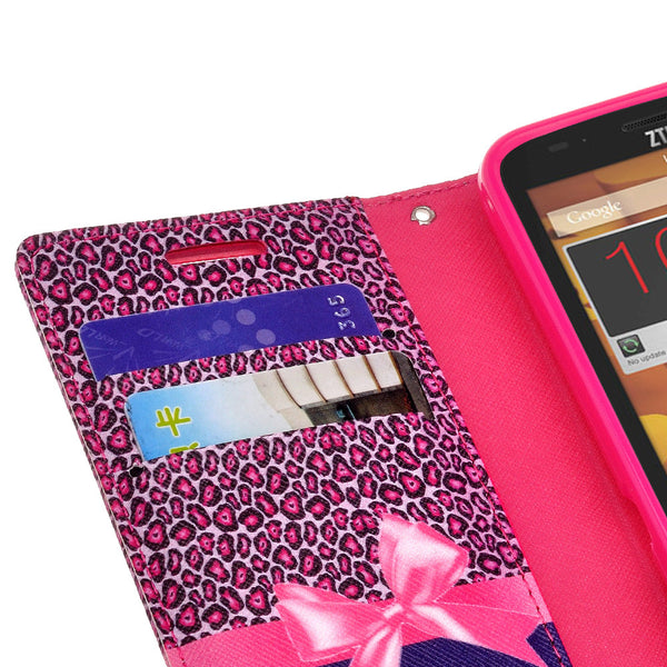 ZTE Speed leather wallet case - cheetah prints - www.coverlabusa.com