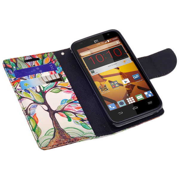 ZTE Speed leather wallet case - colorful tree - www.coverlabusa.com