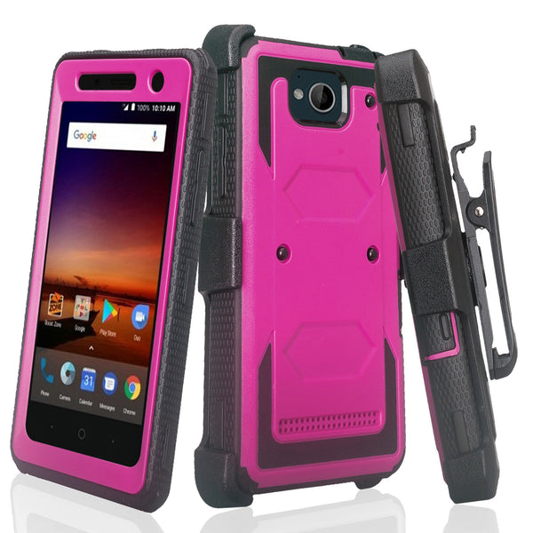zte tempo heavy duty holster case - purple - www.coverlabusa.com