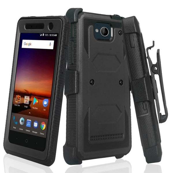 zte tempo heavy duty holster case - black - www.coverlabusa.com