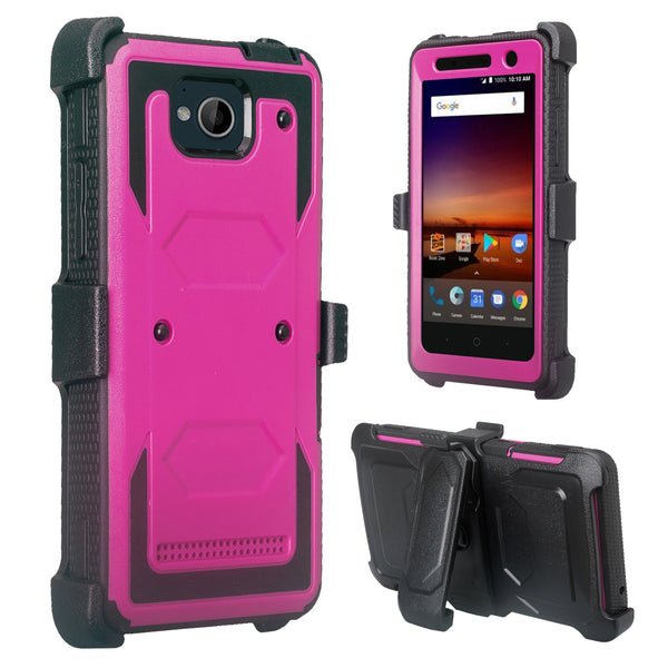 zte tempo heavy duty holster case - purple - www.coverlabusa.com