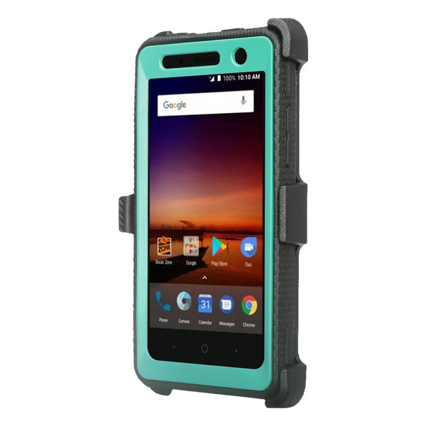 zte tempo heavy duty holster case - teal - www.coverlabusa.com