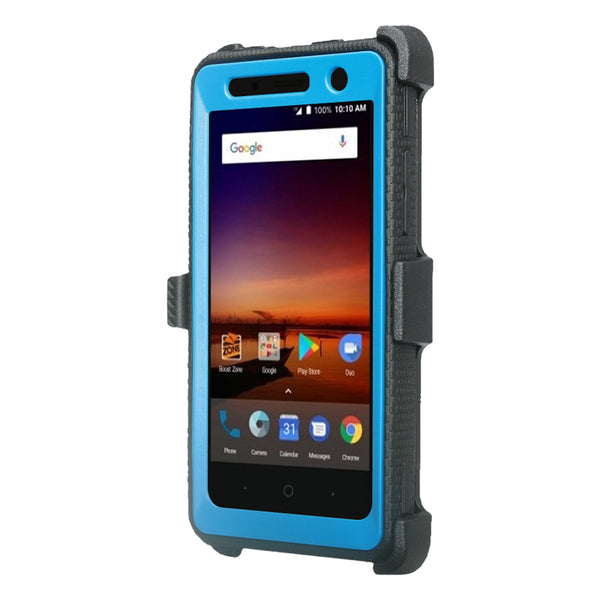 zte tempo heavy duty holster case - blue - www.coverlabusa.com