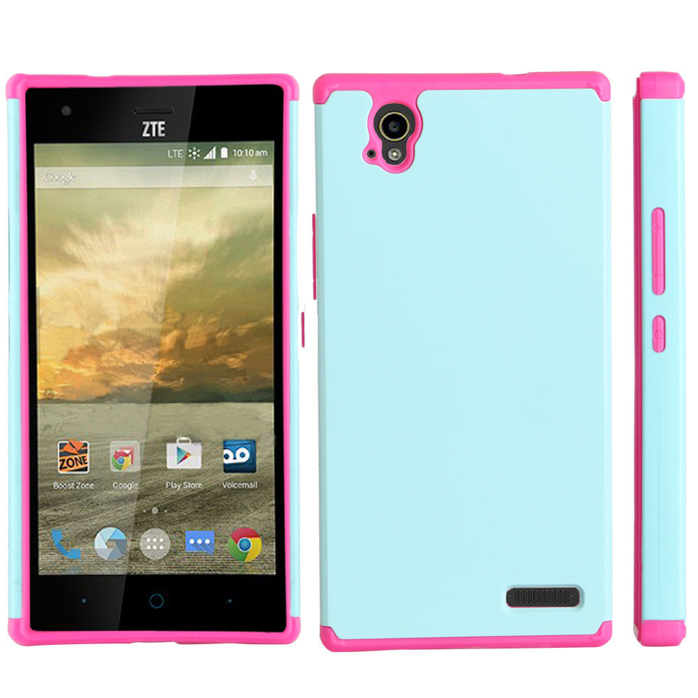 ZTE Warp Elite Slim Hybrid Dual Layer Case - Teal/Hot Pink - www.coverlabusa.com