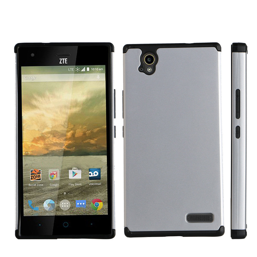 ZTE Warp Elite Slim Hybrid Dual Layer Case - Silver/Hot Pink - www.coverlabusa.com