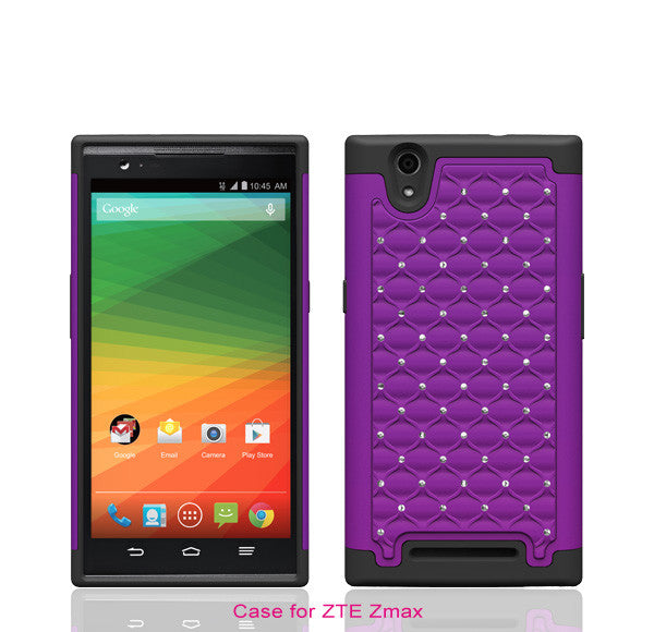 ZTE ZMAX Rhinestone Case - purple/black - www.coverlabusa.com