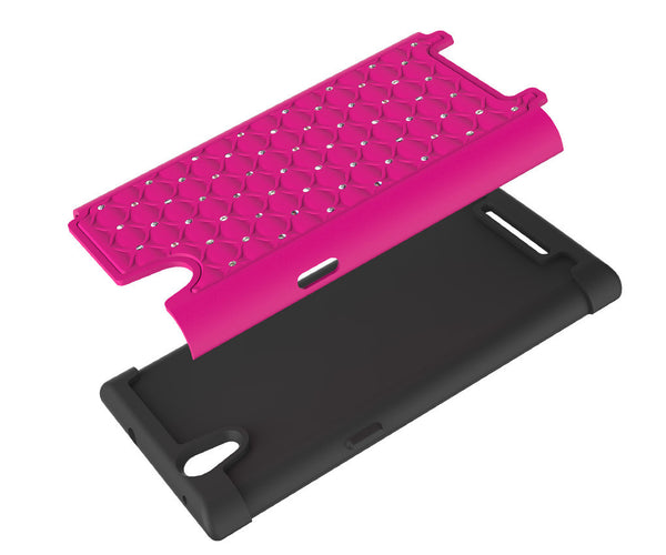 ZTE ZMAX Rhinestone Case - hot pink/black - www.coverlabusa.com