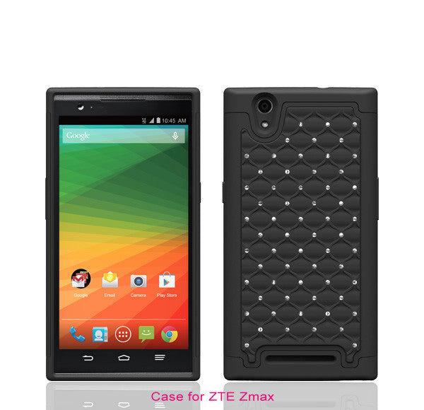 ZTE ZMAX Rhinestone Case - black/black - www.coverlabusa.com