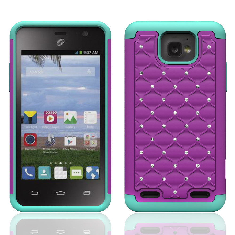 ZTE Zephyr Rhinestone Case - purple/teal - www.coverlabusa.com