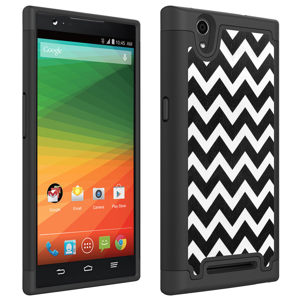 ZTE ZMAX Z970 Slim Dual Layer Heavy Duty Armor Case - Black Chevvron - www.coverlabusa.com