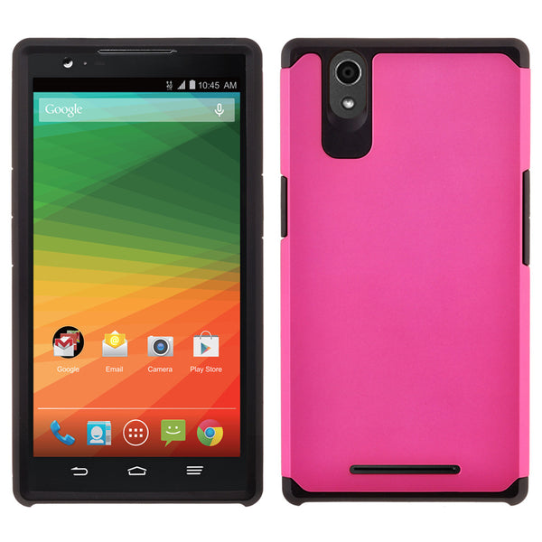 ZTE Zmax Case , ZTE Zmax  Slim Hybrid Dual Layer Case - Hot Pink/Black - www.coverlabusa.com