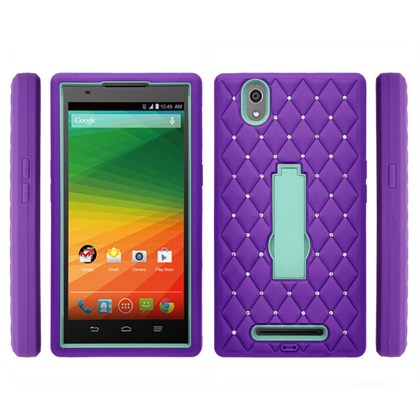 zmax Case, zte zmax z970 hybrid diamond case - purple/teal - www.coverlabusa.com
