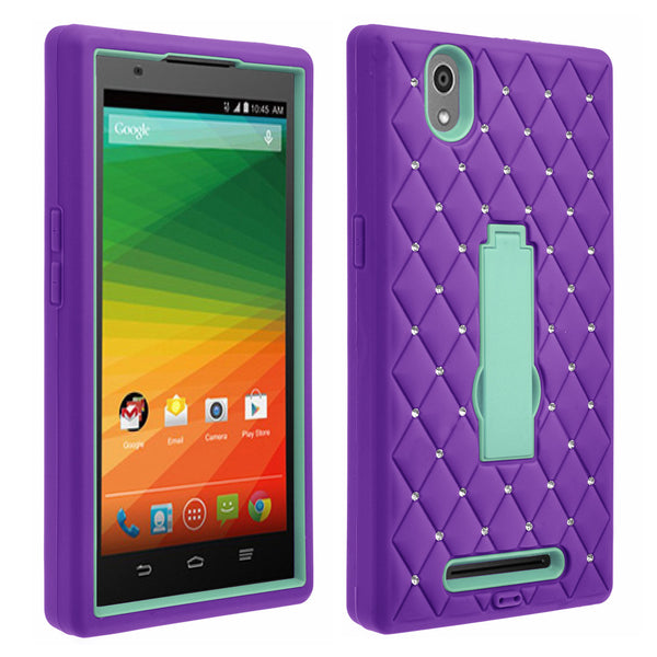 zmax Case, zte zmax z970 hybrid diamond case - purple/teal - www.coverlabusa.com