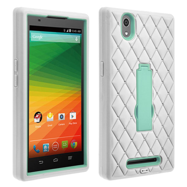zmax Case, zte zmax z970 hybrid diamond case - white/teal - www.coverlabusa.com