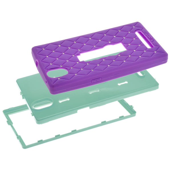 zmax Case, zte zmax z970 hybrid diamond case - purple/teal - www.coverlabusa.com