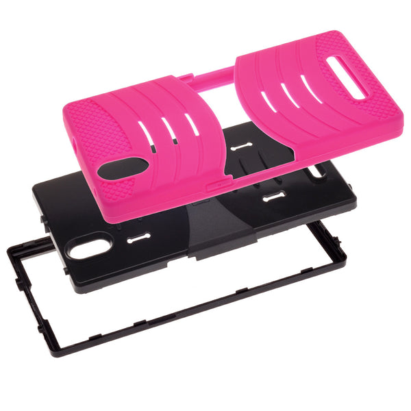 zte zmax heavy duty armor case - hot pink/black - www.coverlabusa.com