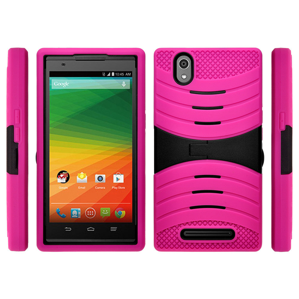 zte zmax heavy duty armor case - hot pink/black - www.coverlabusa.com